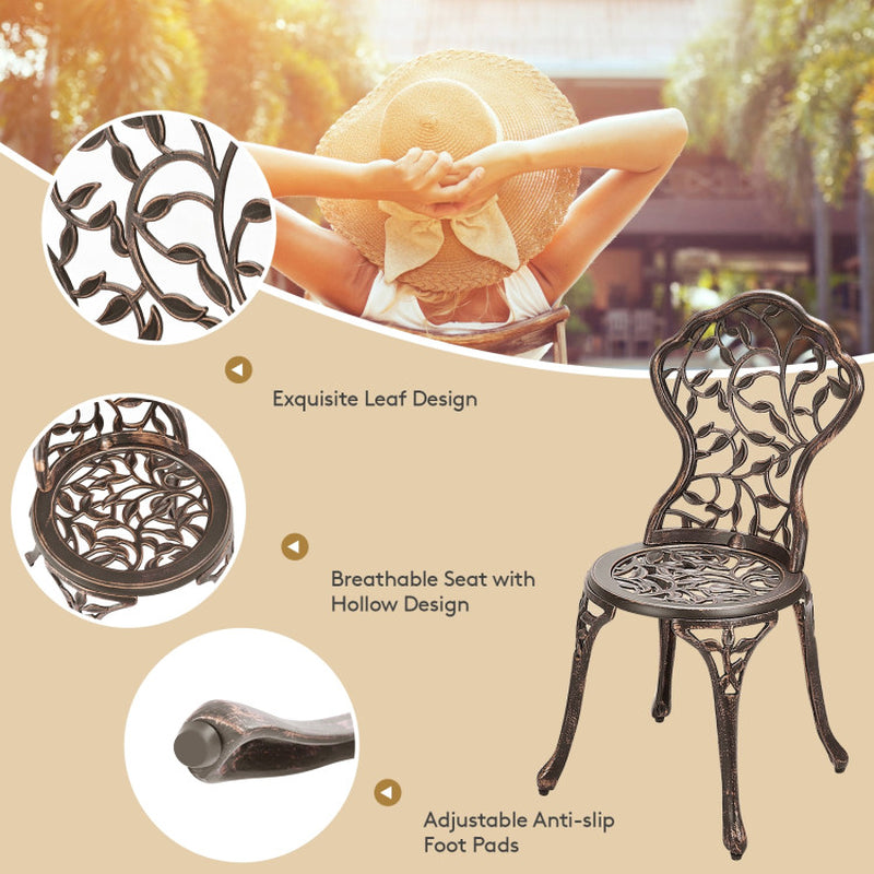 3 Pieces Cast Aluminum Bistro Set