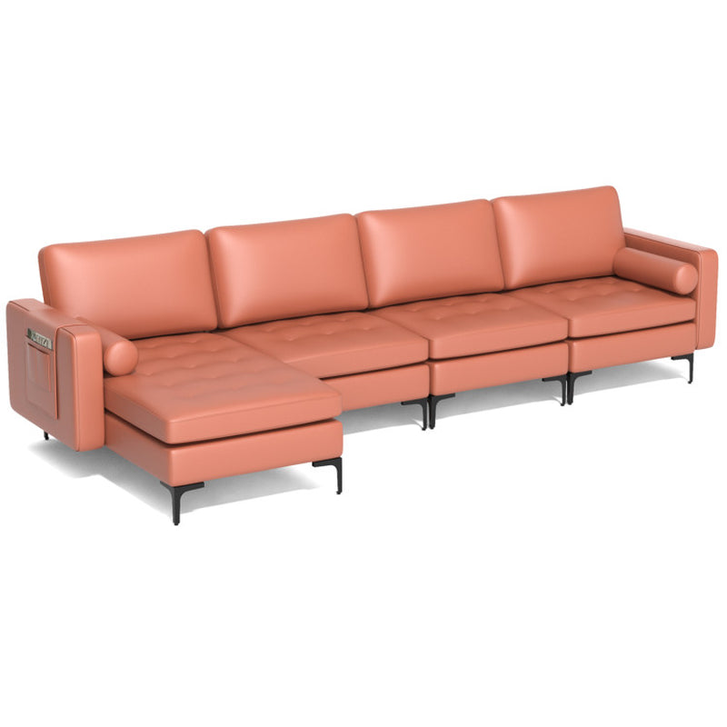 Modular L-Shaped 4-Seat Sectional Sofa with Reversible Chaise