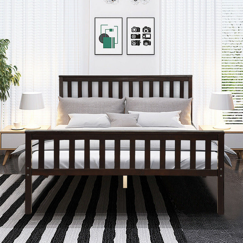 Deluxe Solid Wood Platform Bed with Headboard and Footboard