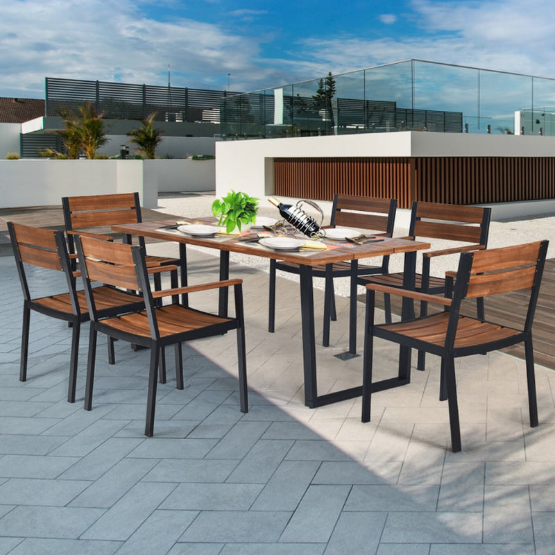 7 Pieces Patented Outdoor Patio Dining Table Set with Hole