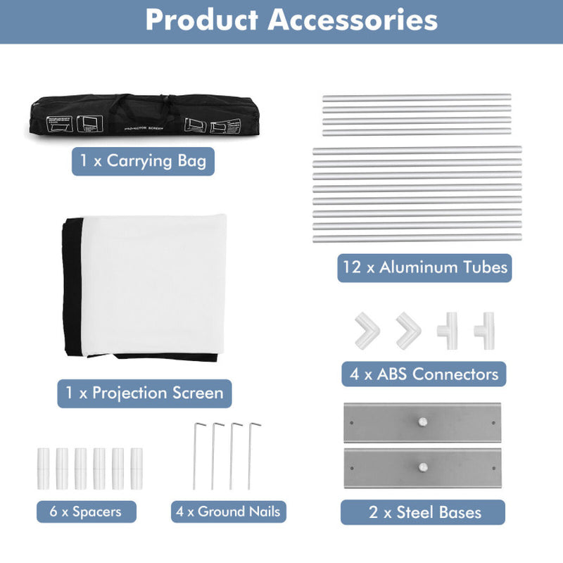 100/120 Inch Portable Projector Screen with Stand and Carry Bag