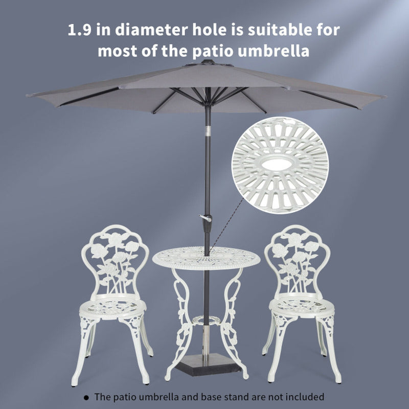 Outdoor Cast Aluminum Patio Furniture Set with Rose Design