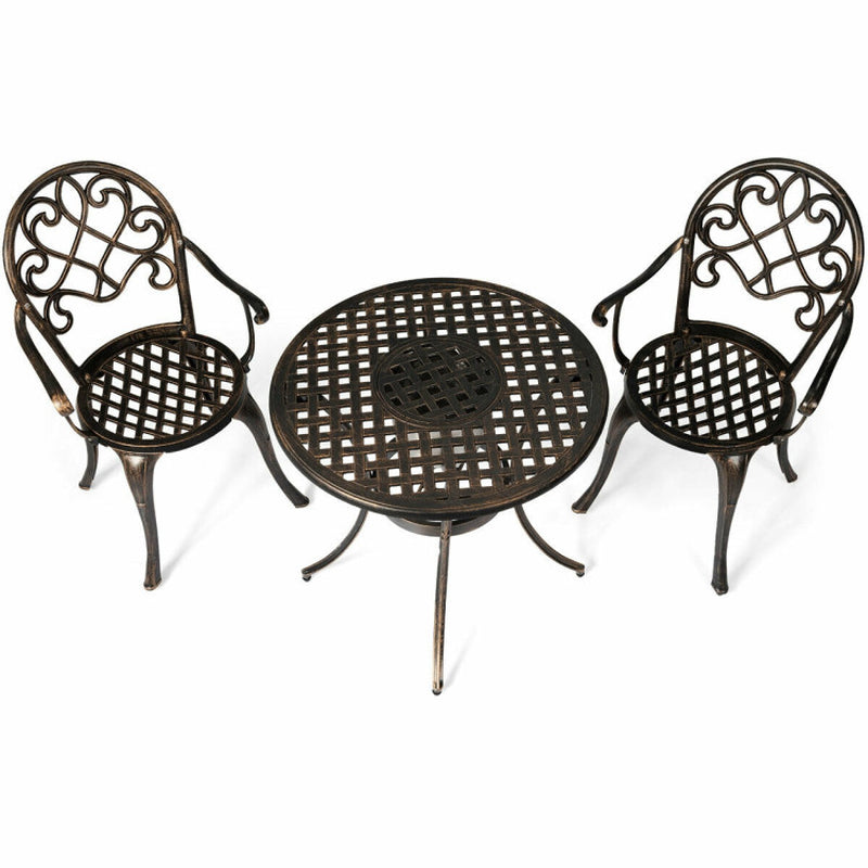 3 Pieces Outdoor Set Patio Bistro with Attached Removable Ice Bucket