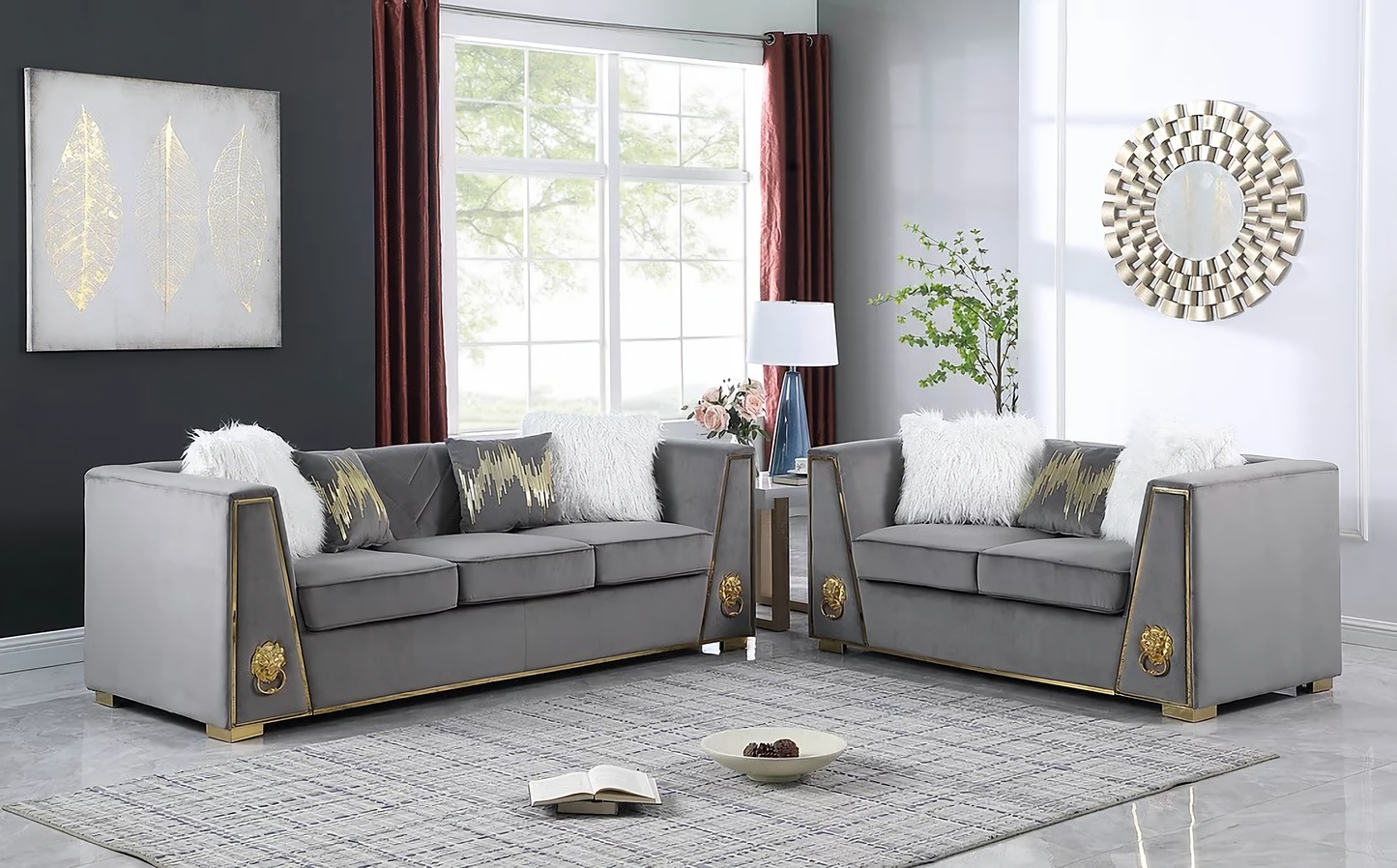 Lion Gray Sofa & Loveseat