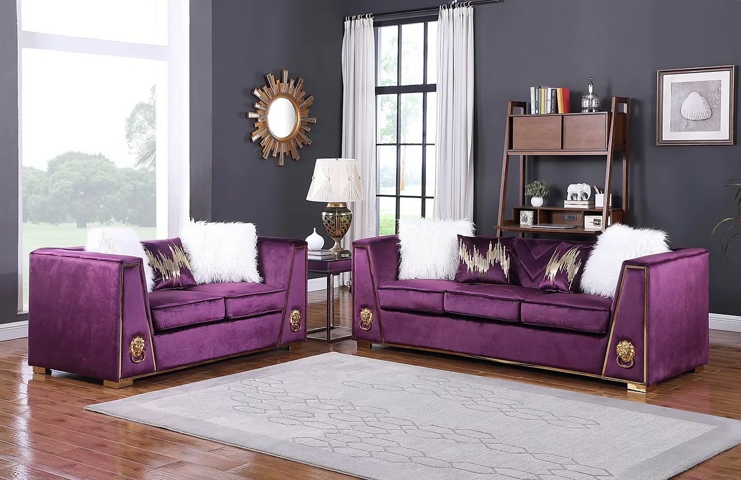Lion Purple Sofa & Loveseat