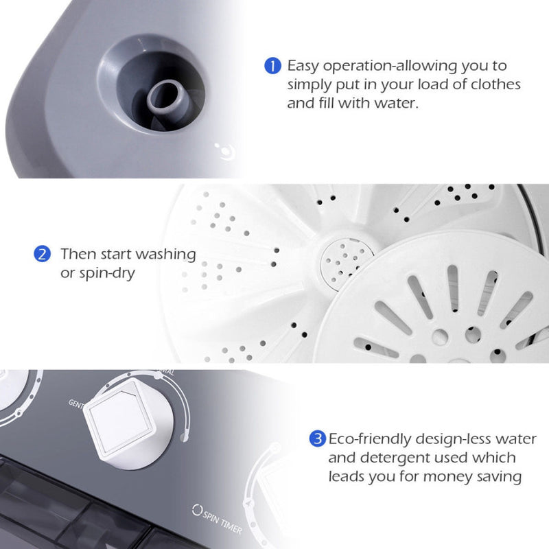 20 Lbs Portable Semi-Automatic Twin-Tub Washing Machine