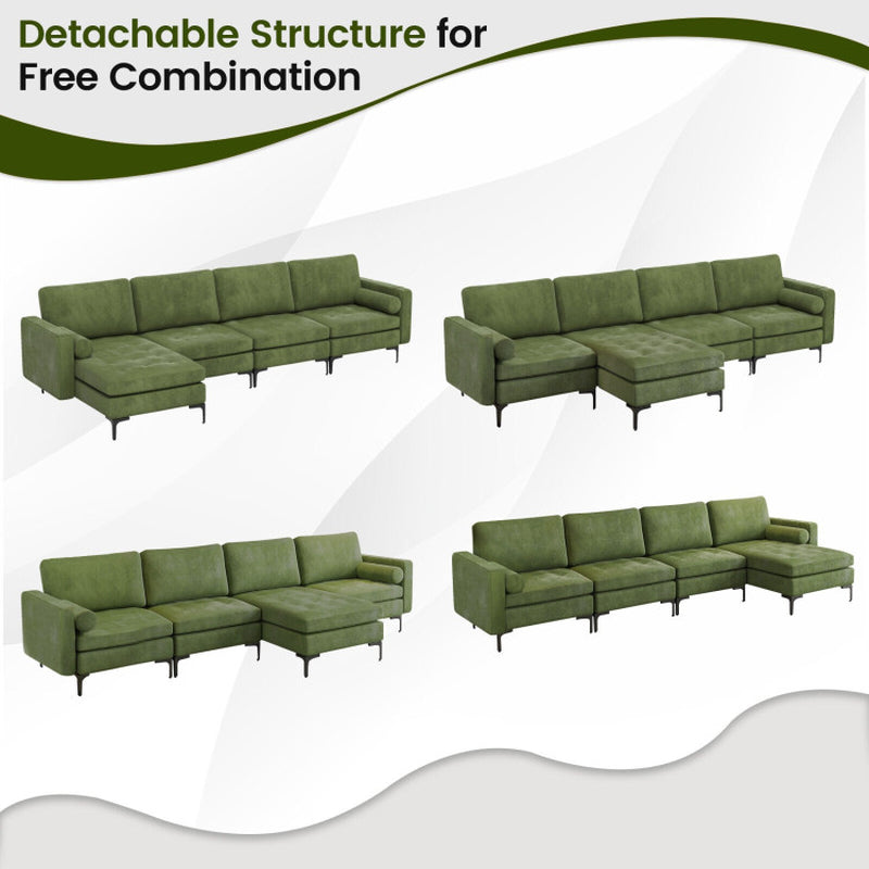 Modular L-Shaped 4-Seat Sectional Sofa with Reversible Chaise
