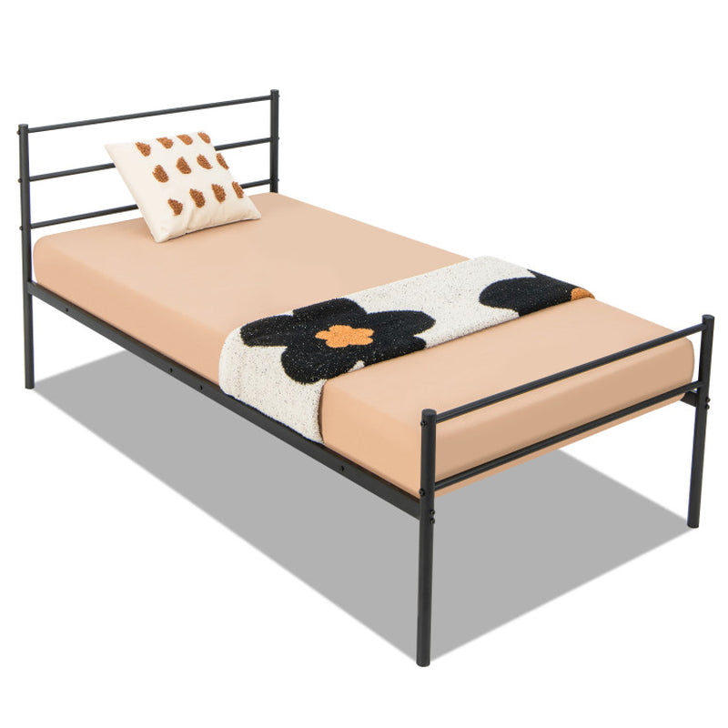 Twin Size Metal Bed Frame Platform with Headboard