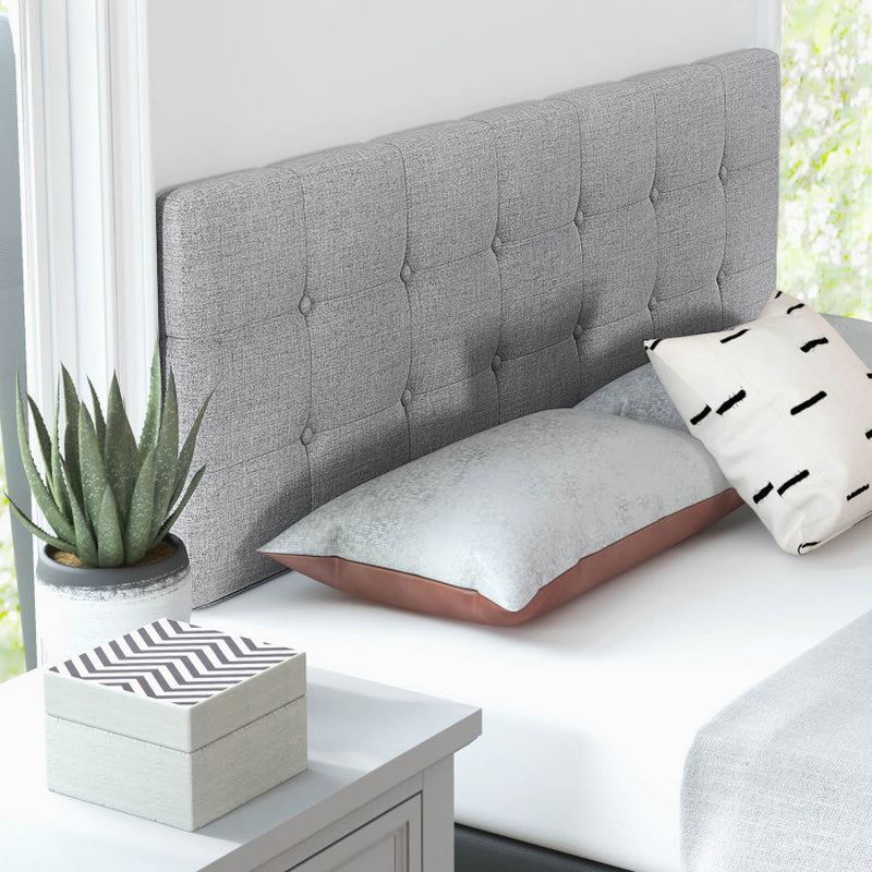 Linen Upholstered Headboard with Solid Rubber Wood Legs