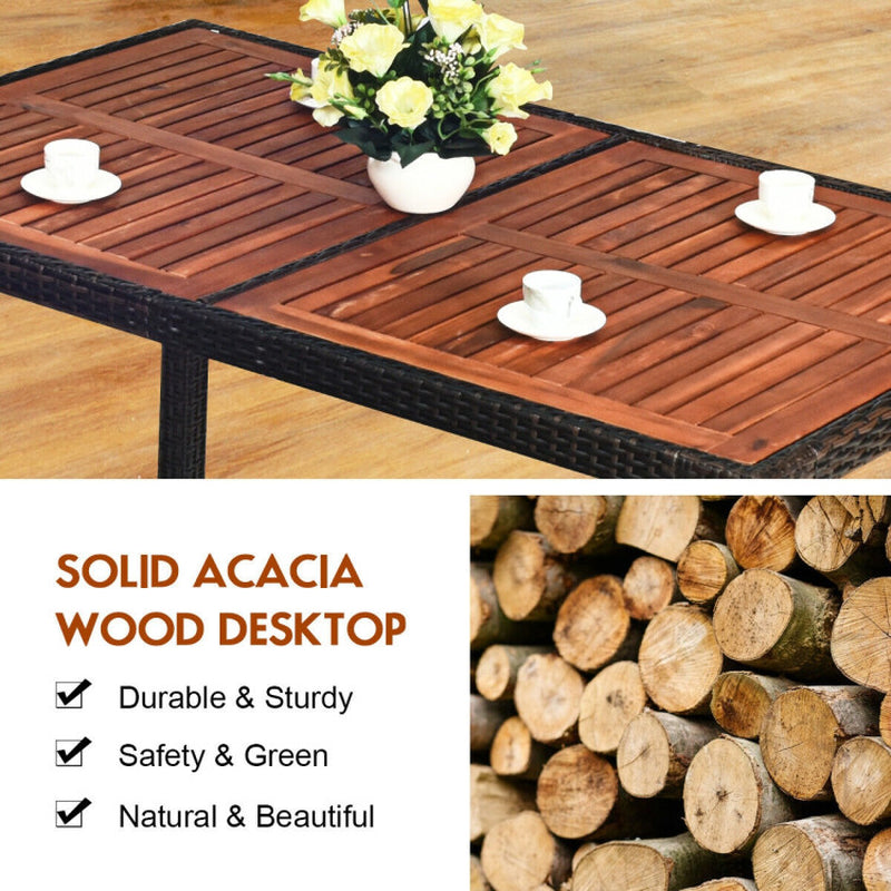 7 Pieces Garden Dining Patio Rattan Set with Cushions