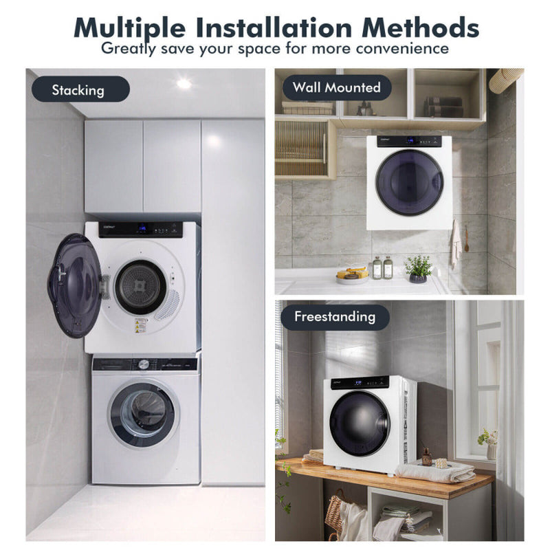 2.6 Cu.Ft Compact Clothes Dryer with Touch Panel and 2 Modes