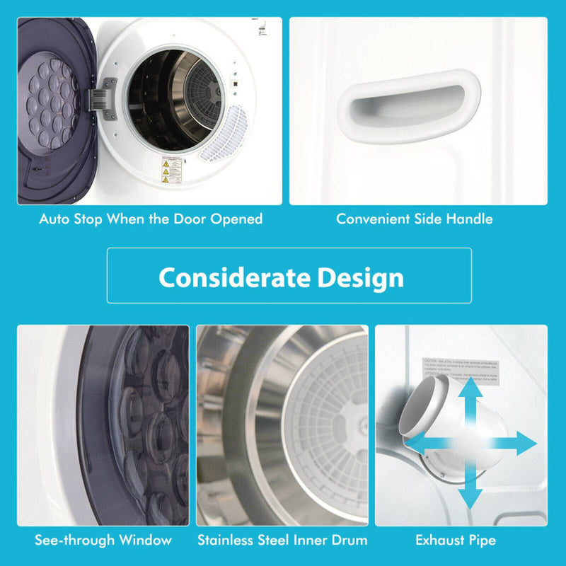 1500W Compact Laundry Dryer with Touch Panel