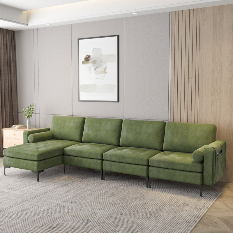 Modular L-Shaped 4-Seat Sectional Sofa with Reversible Chaise