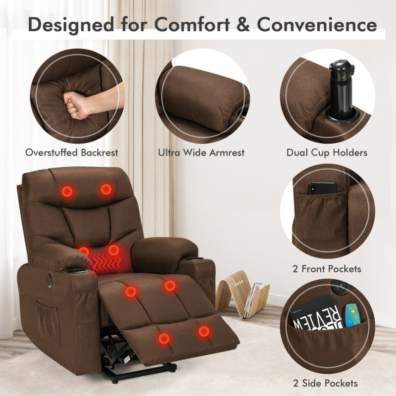 Electric Power Lift Recliner Chair with Vibration Massage and Lumbar Heat