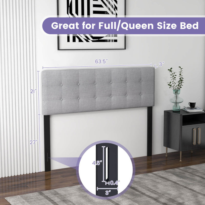 Linen Upholstered Headboard with Solid Rubber Wood Legs
