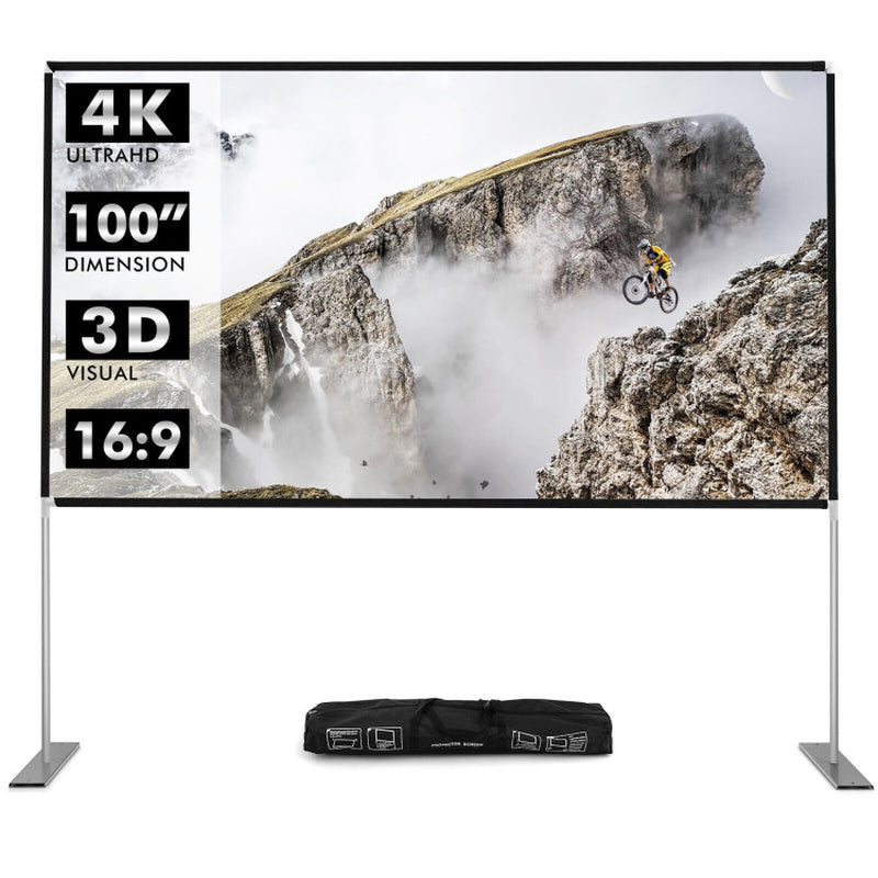 100/120 Inch Portable Projector Screen with Stand and Carry Bag