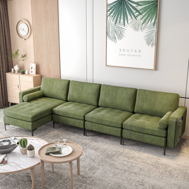 Modular L-Shaped 4-Seat Sectional Sofa with Reversible Chaise