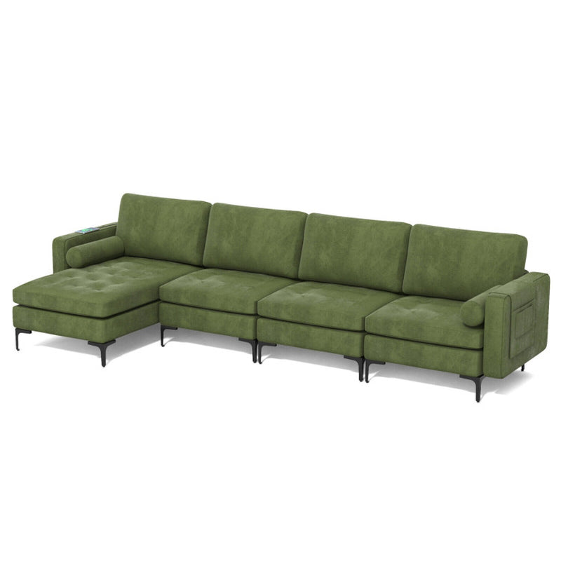 Modular L-Shaped 4-Seat Sectional Sofa with Reversible Chaise