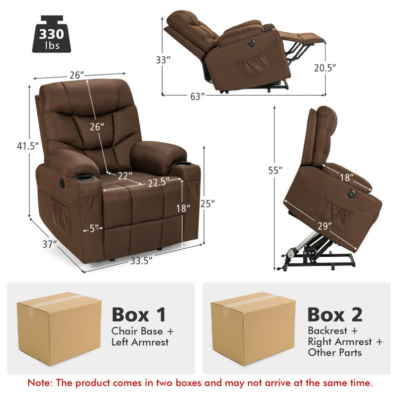 Electric Power Lift Recliner Chair with Vibration Massage and Lumbar Heat