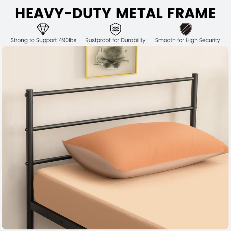 Twin Size Metal Bed Frame Platform with Headboard