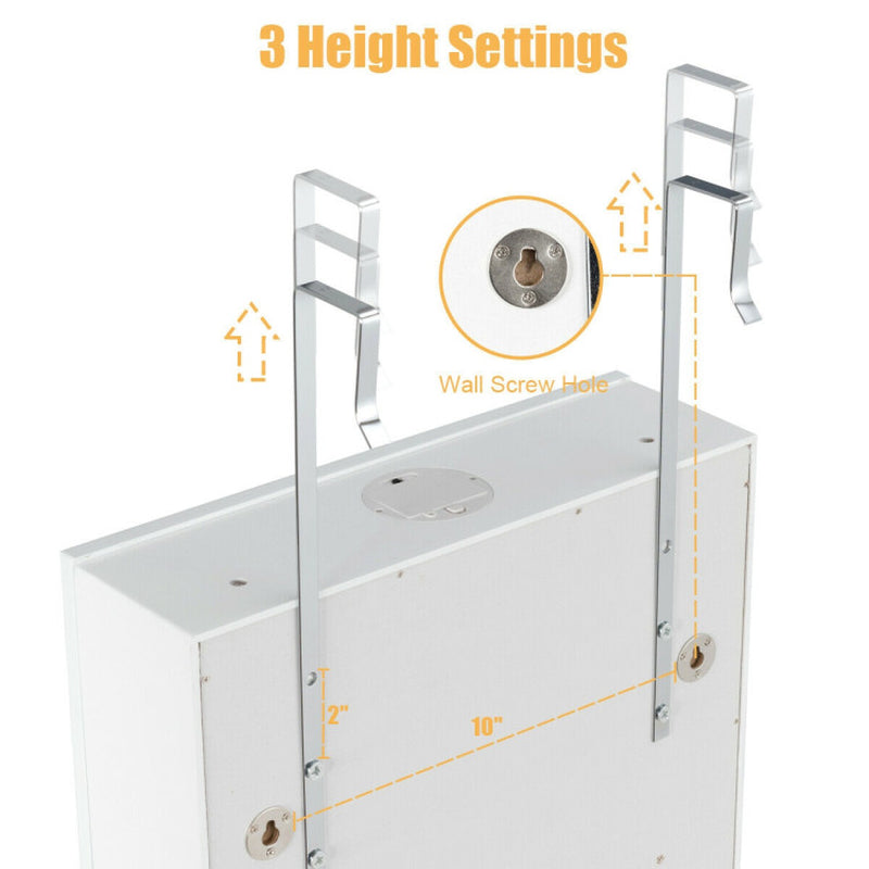 Lockable Wall Mounted Mirror Jewelry Armoire with 5 Leds and 6 Drawers