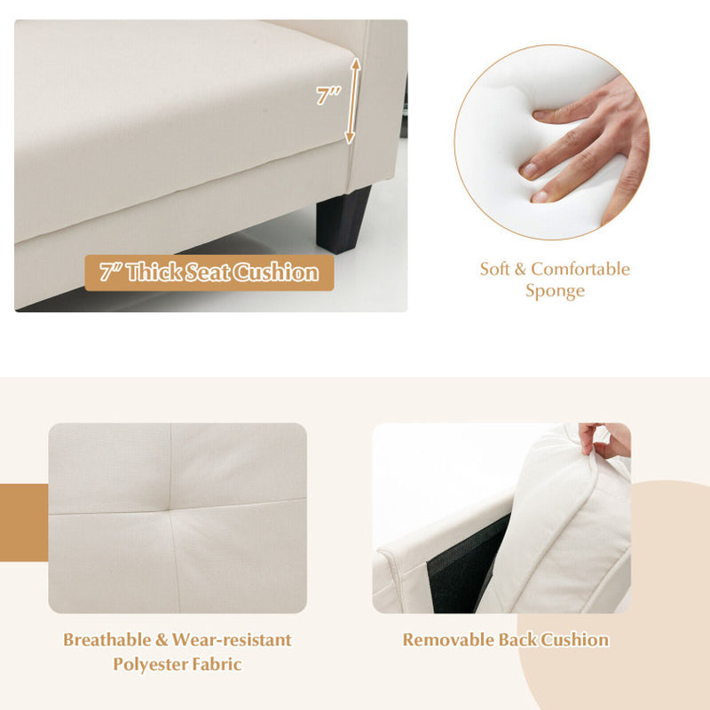 79.5 Inch Fabric Loveseat Sofa with 2 Removable Back Cushions