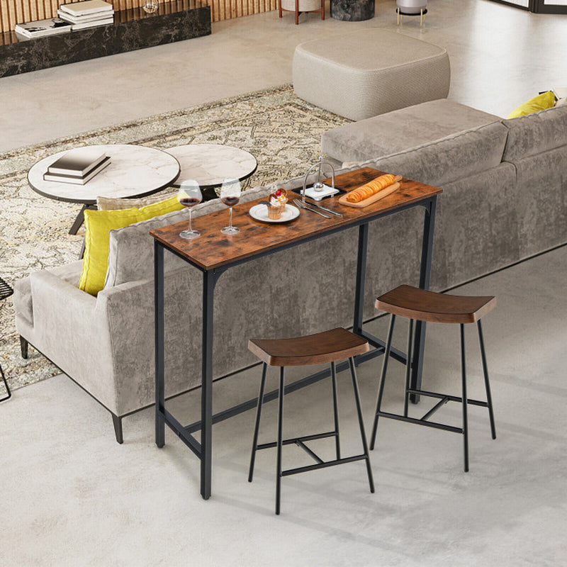 48 Inch Industrial Pub Dining Table with Steel Frame