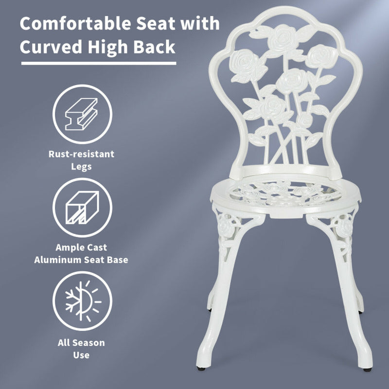 Outdoor Cast Aluminum Patio Furniture Set with Rose Design