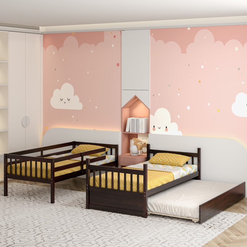 Twin over Twin Bunk Bed with Pull-Out Trundle and Ladder