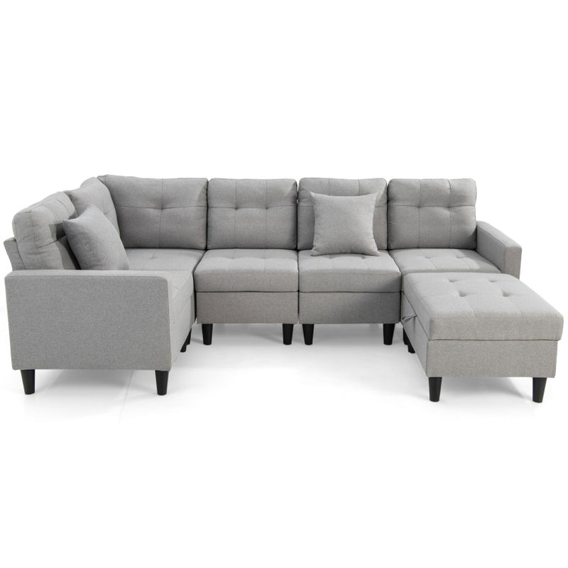 L-Shaped Sectional Corner Sofa Set with Storage Ottoman
