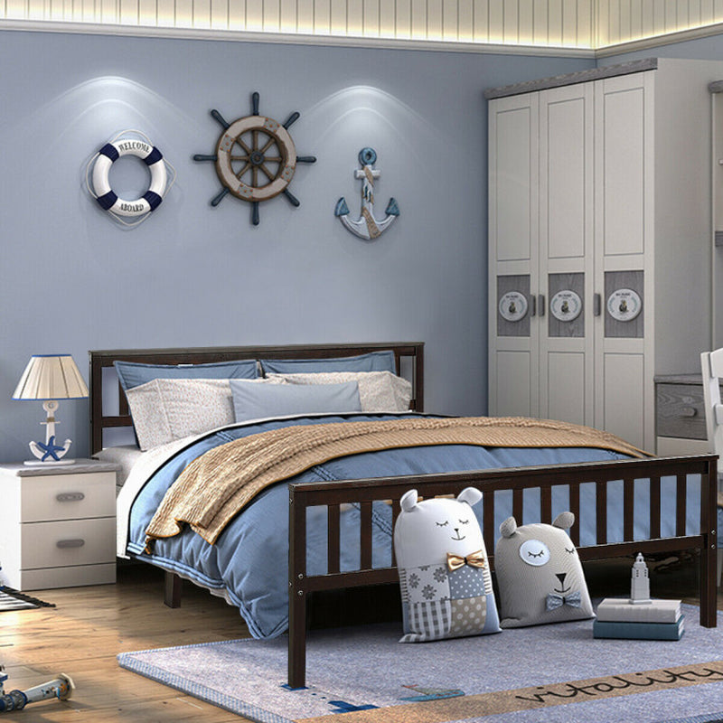 Deluxe Solid Wood Platform Bed with Headboard and Footboard