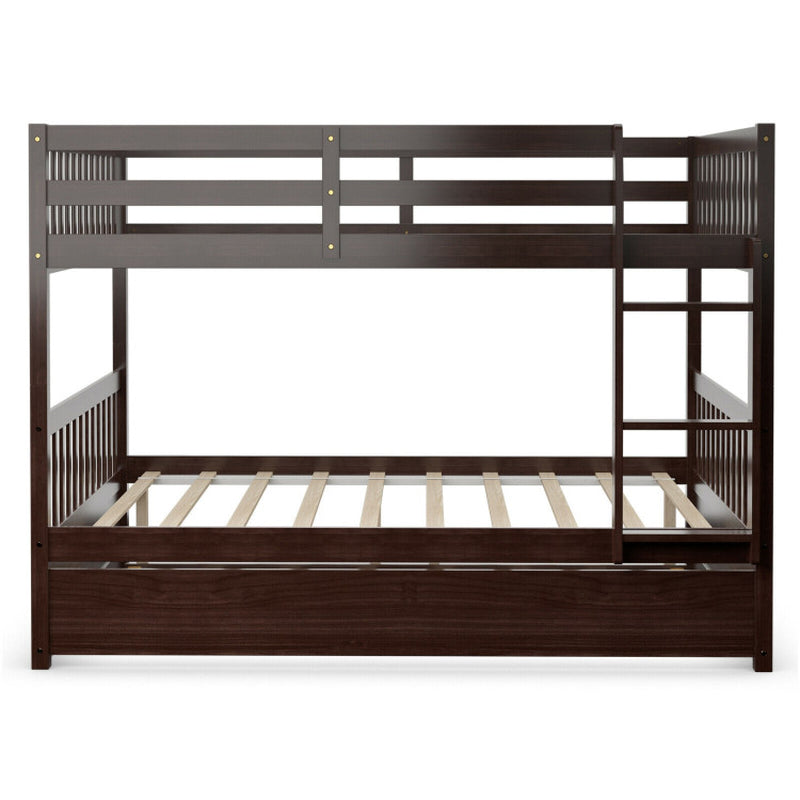 Full over Full Bunk Bed Platform Wood Bed with Ladder