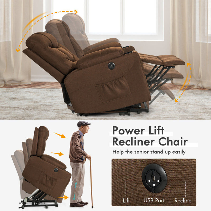 Electric Power Lift Recliner Chair with Vibration Massage and Lumbar Heat