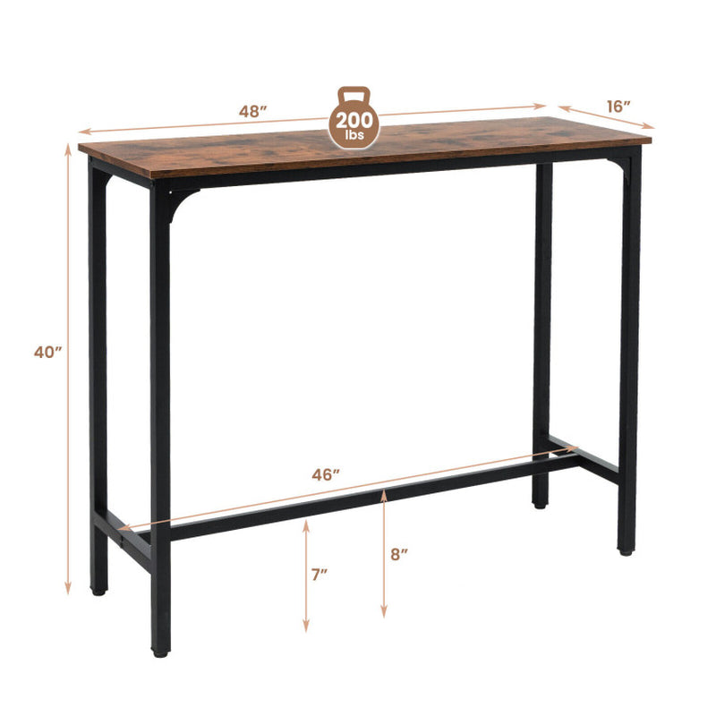 48 Inch Industrial Pub Dining Table with Steel Frame