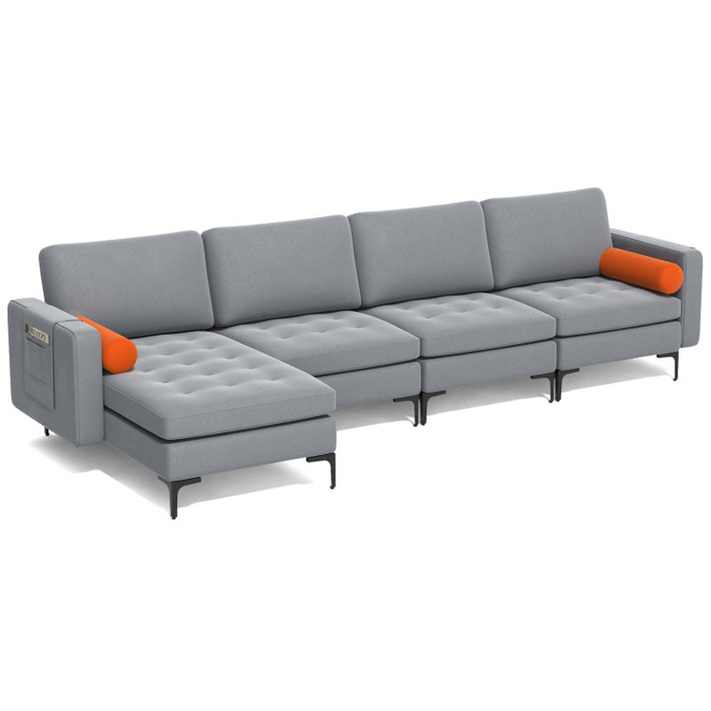Modular L-Shaped 4-Seat Sectional Sofa with Reversible Chaise