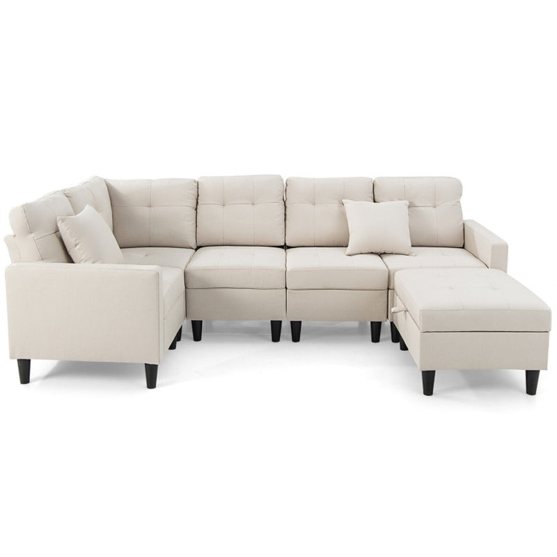 L-Shaped Sectional Corner Sofa Set with Storage Ottoman