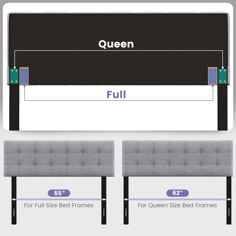 Linen Upholstered Headboard with Solid Rubber Wood Legs