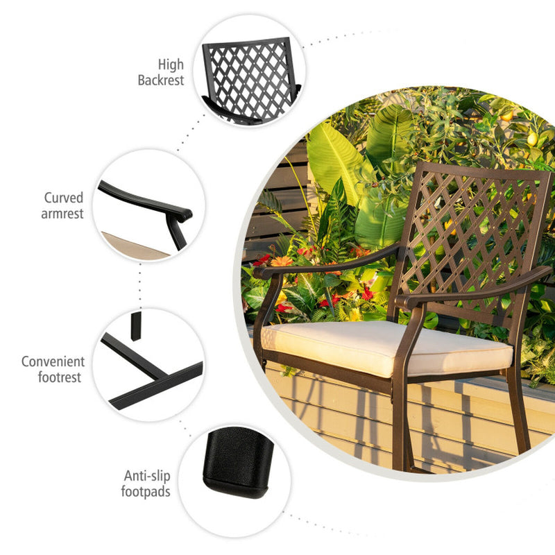 2 Pieces Patiojoy Patio Bar Stool with Height Cushion and Armrest