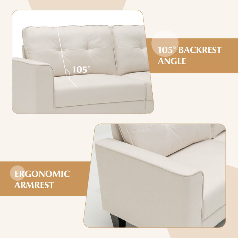 79.5 Inch Fabric Loveseat Sofa with 2 Removable Back Cushions