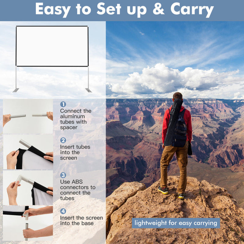 100/120 Inch Portable Projector Screen with Stand and Carry Bag