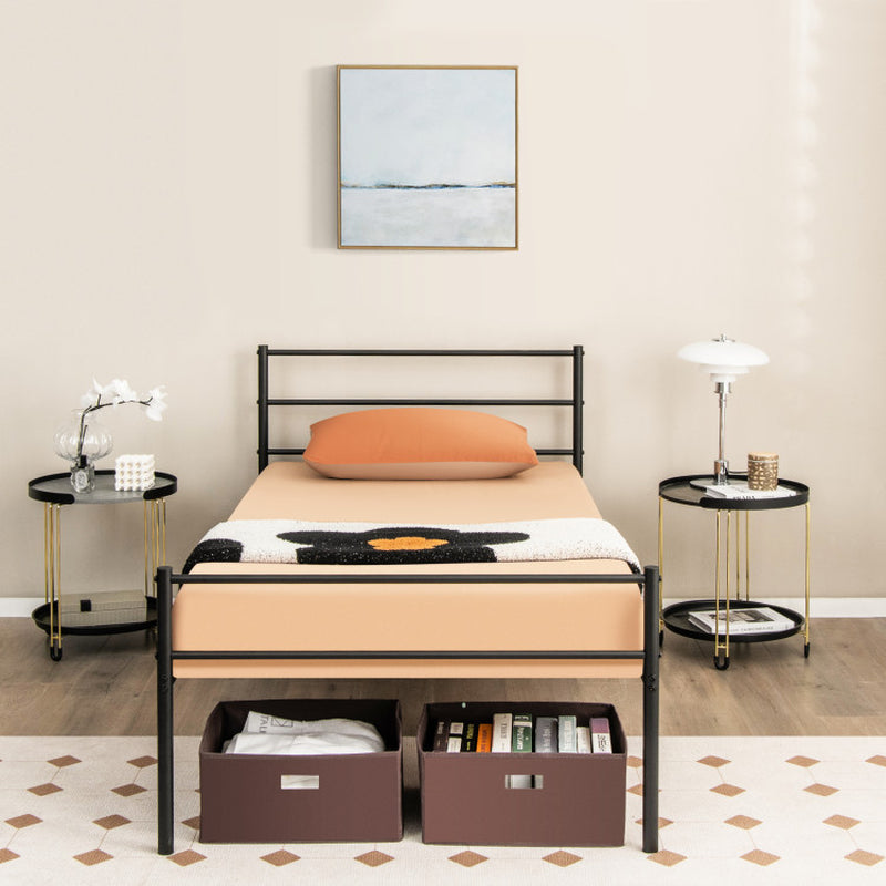 Twin Size Metal Bed Frame Platform with Headboard