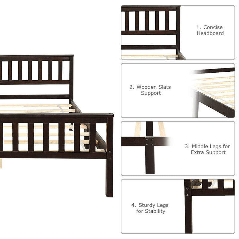 Deluxe Solid Wood Platform Bed with Headboard and Footboard
