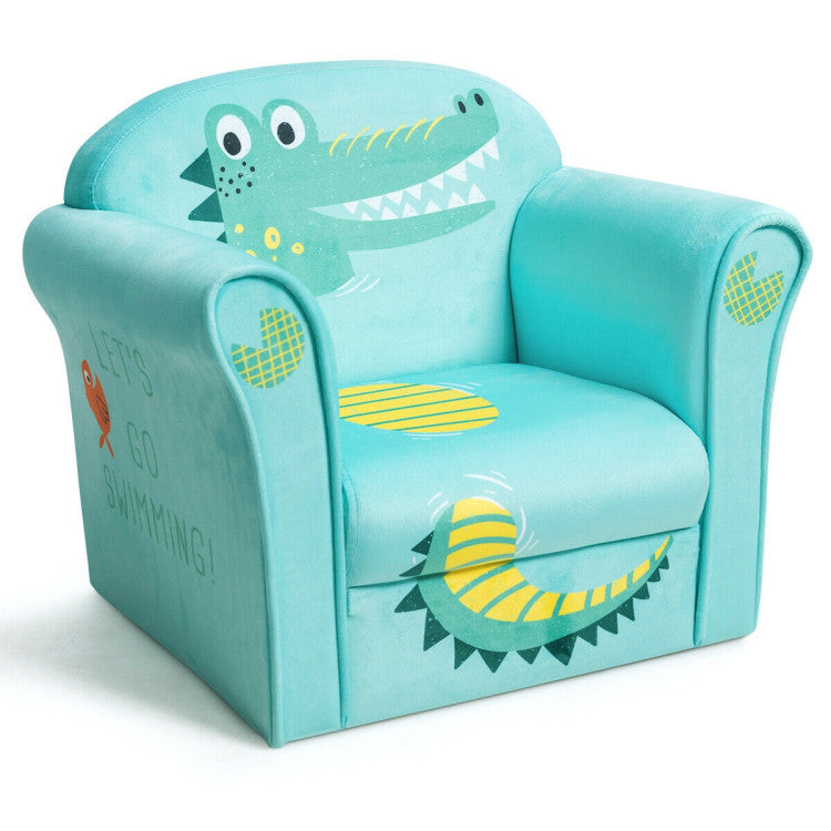 Kids Elephant/Astronaut/Crocodile/Lion Upholstered Sofa with Armrest
