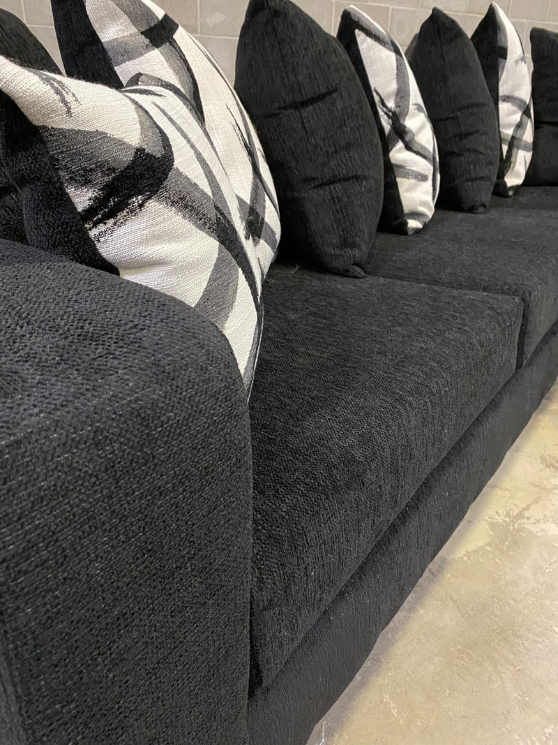 Elegant Black 2-Piece Sectional Sofa | Chenille Fabric Chaise & LAF Sofa for Chic Living Rooms
