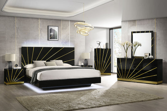 Zenia Bedroom Highgloss Black/Gold