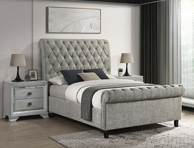 KATE PLATFORM BED L.GREY TWEED