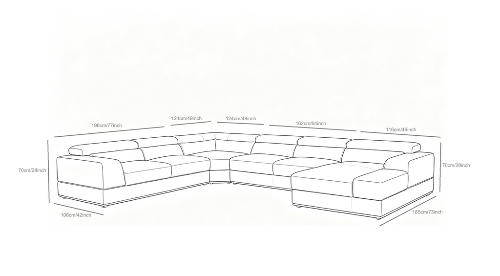 Nella White Sectional Italian Leather Match