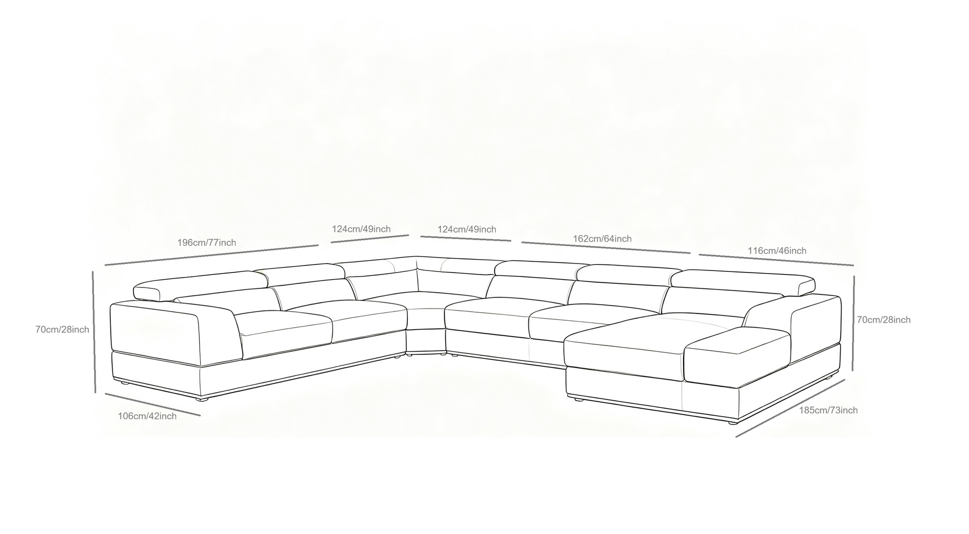 Nella White Sectional Italian Leather Match