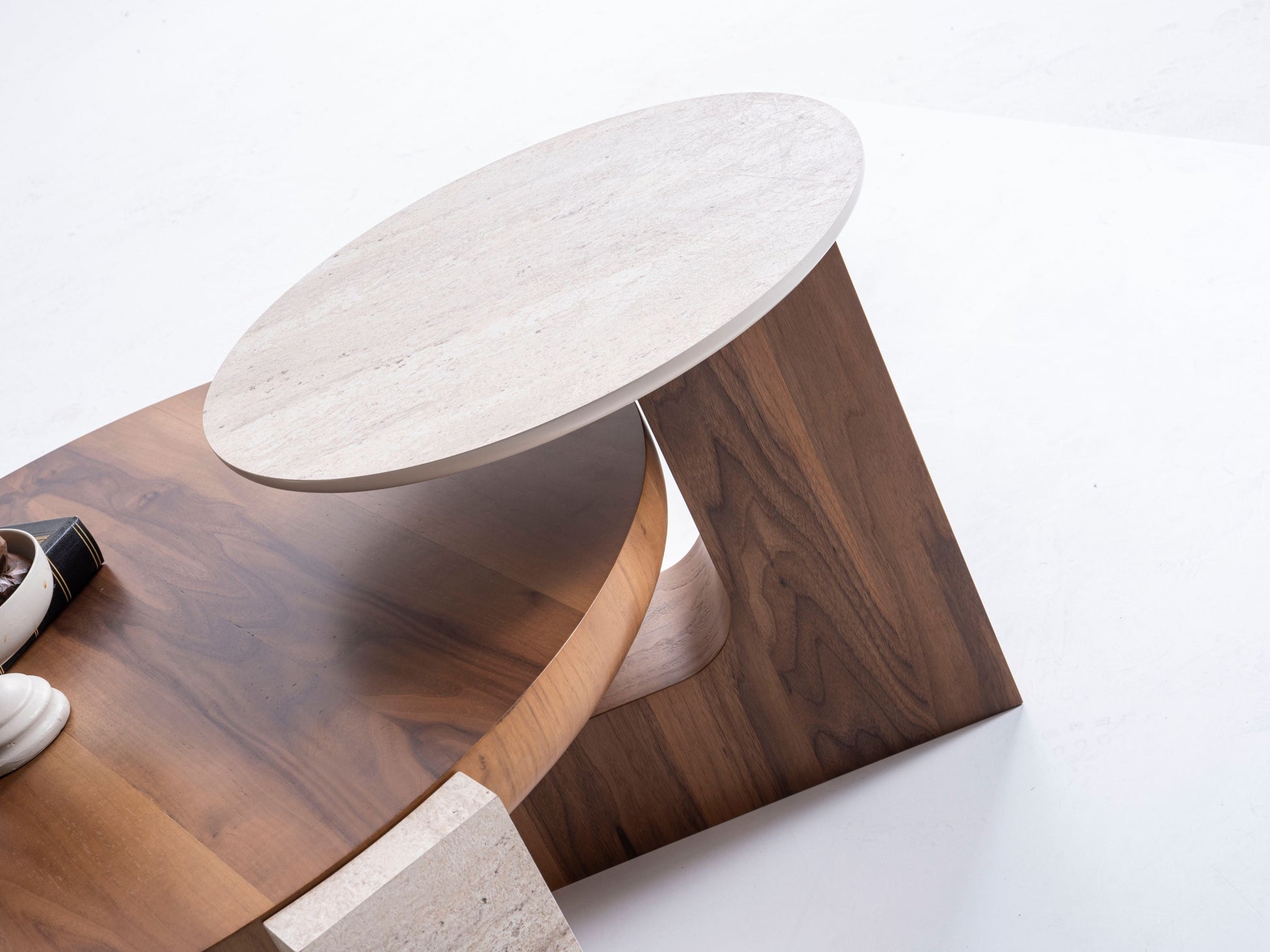 674 Walnut-Travertine Coffee with End Table