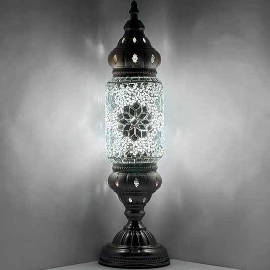 White Rose Turkish Lamp with Cylindrical Design - Without Bulb